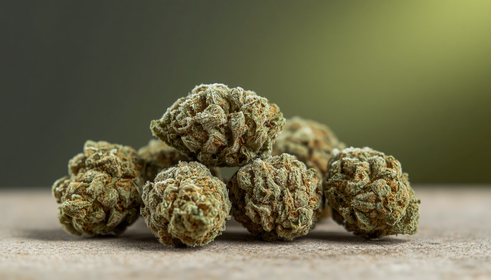 Hemp flower buds — pile of dried CBD flower